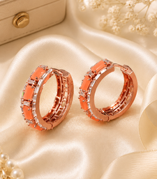 Rose gold finish signature sparkle hoop earrings