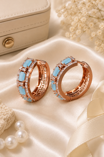 Rose gold finish timeless glam hoop earrings