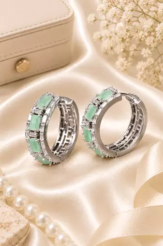 Rhodium finish eternal spark hoop earrings