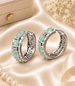 Rhodium finish eternal spark hoop earrings