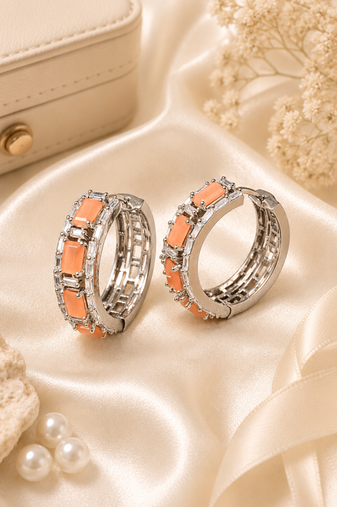 Rhodium finish dazzle crystal hoop earrings