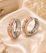 Rhodium finish dazzle crystal hoop earrings