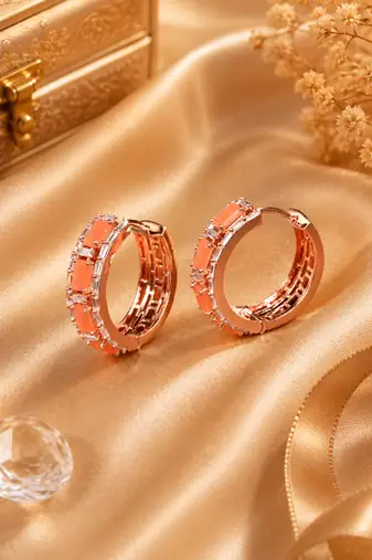 Rose gold finish signature sparkle hoop earrings