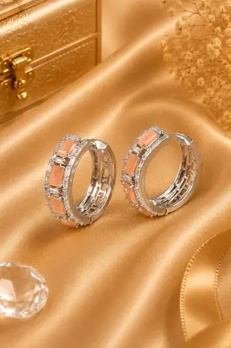 Rhodium finish dazzle crystal hoop earrings