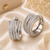 Rhodium Finish American Diamond Hoop Earrings