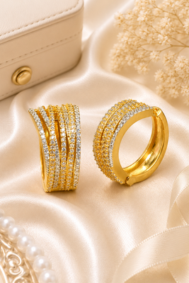 Gold finish american diamond hoop earrings 1