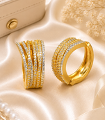 Gold finish american diamond hoop earrings