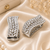 Rhodium Finish Elegant Curved American Diamond Hoop Earrings