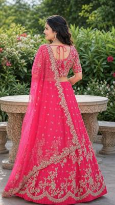 PINK SEQUINS & EMBROIDERED NET LEHENGA CHOLI SET 2