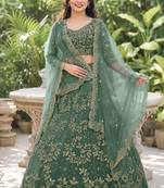 LIGHT GREEN SEQUINS & EMBROIDERED NET LEHENGA CHOLI SET
