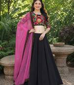 BLACK SEQUINS & EMBROIDERED VELVET LEHENGA CHOLI SET