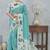 Sky blue digital printed satin silk designer saree