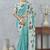 Sky blue digital printed satin silk designer saree