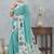 Sky blue digital printed satin silk designer saree