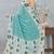 Sky blue digital printed satin silk designer saree