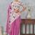 Pink digital printed satin silk designer saree