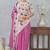 Pink digital printed satin silk designer saree