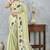 Lemon yellow digital printed satin silk designer saree