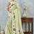 Lemon yellow digital printed satin silk designer saree