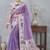 Purple digital printed satin silk designer saree