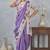 Purple digital printed satin silk designer saree