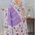 Purple digital printed satin silk designer saree