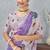 Purple digital printed satin silk designer saree