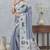 Grey digital printed satin silk designer saree