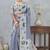 Grey digital printed satin silk designer saree
