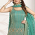 sea green multi color embroiderd party wear kurta plazzo suit radymade full stich