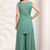 sea green multi color embroiderd party wear kurta plazzo suit radymade full stich
