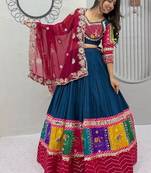 Navy Blue Cotton Chaniya Choli For Navratri 