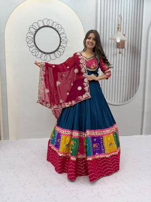Navy Blue Cotton Chaniya Choli For Navratri  2
