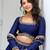 Navy Blue Chinon Bridal Lehenga Choli With Thread Sequins Work