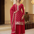 red embroidered chinon plazzo suit readymade wedding wear kurta plazzo with dupatta set