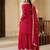 red embroidered chinon plazzo suit readymade wedding wear kurta plazzo with dupatta set