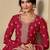 red embroidered chinon plazzo suit readymade wedding wear kurta plazzo with dupatta set