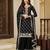 black embroidered chinon silk blend  plazzo suit readymade wedding wear kurta plazzo with dupatta set