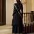 black embroidered chinon silk blend  plazzo suit readymade wedding wear kurta plazzo with dupatta set