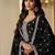 black embroidered chinon silk blend  plazzo suit readymade wedding wear kurta plazzo with dupatta set