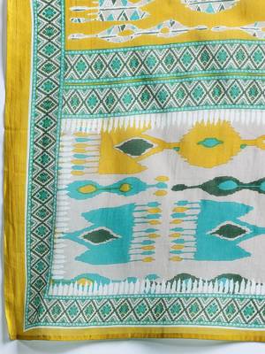 Geometric Printed Cotton Kurta with Trousers & Dupatta 4