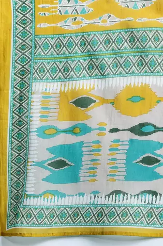 Geometric Printed Cotton Kurta with Trousers & Dupatta