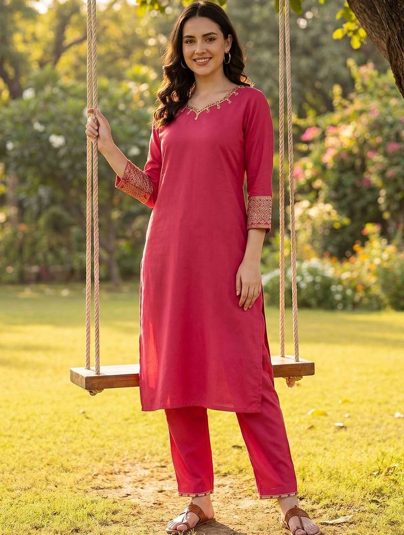 Women Ethnic Motifs Embroidered Regular Thread Work Kurta with Trousers
