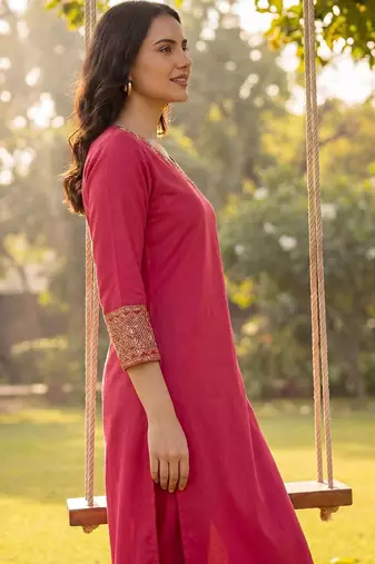 Women Ethnic Motifs Embroidered Regular Thread Work Kurta with Trousers