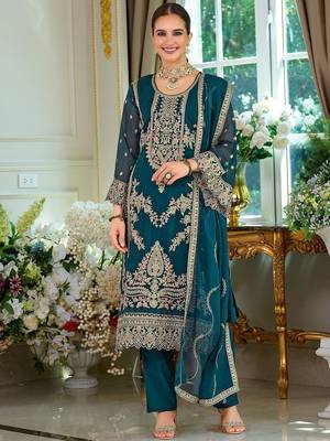 Women Ethnic Motifs Embroidered Kurta & Trouser With Dupatta 2