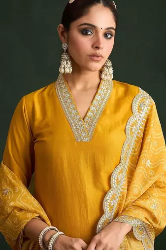 Women Ethnic Motifs Embroidered Kurta with Trousers & With Dupatta