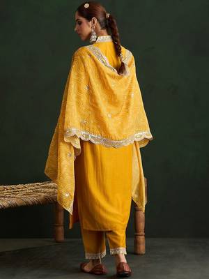 Women Ethnic Motifs Embroidered Kurta with Trousers & With Dupatta 6