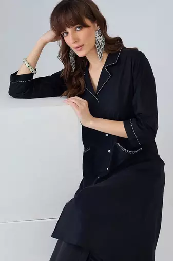 Women Thread Work Cotton Kurta with Palazzos