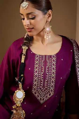 Women Ethnic Motifs Embroidered Sequinned Kurta with Trousers & With Dupatta