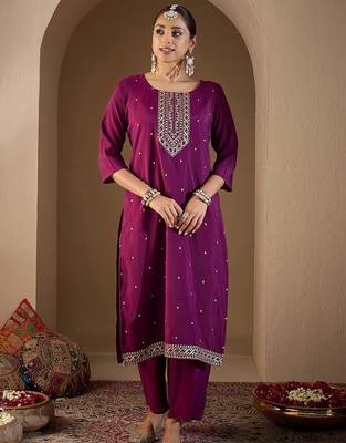 Women Ethnic Motifs Embroidered Sequinned Kurta with Trousers & With Dupatta 5